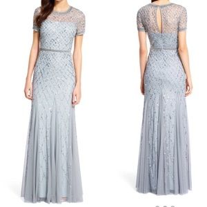 Adrianna Papell Beaded Bridesmaid Dress Slate Blue